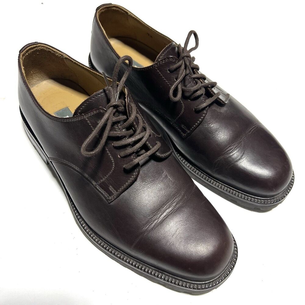 Bally Men’s Leather Derby Shoes Size 7.5 Brown Lug Sole